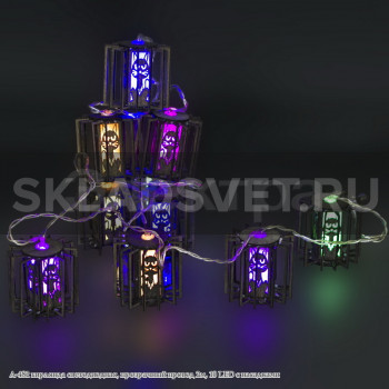 A-482 гирлянда светодиодная, прозрачный провод 2м, 10 LED с насадками